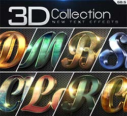 极品3D金属质感的PS图层样式：New 3D Collection Text Effects GO.5